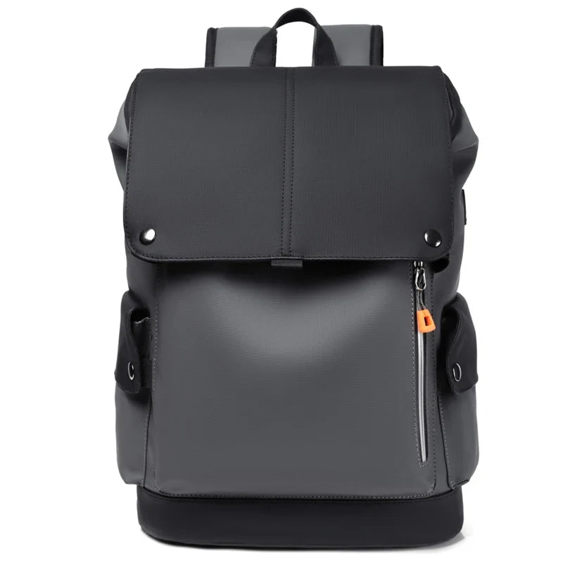NNEOBA Waterproof PU Leather Laptop Backpack Computer Bag Grey