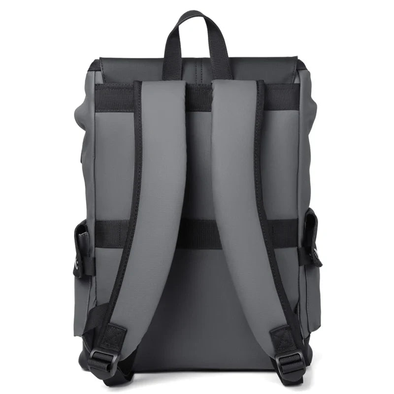 NNEOBA Waterproof PU Leather Laptop Backpack Computer Bag Grey