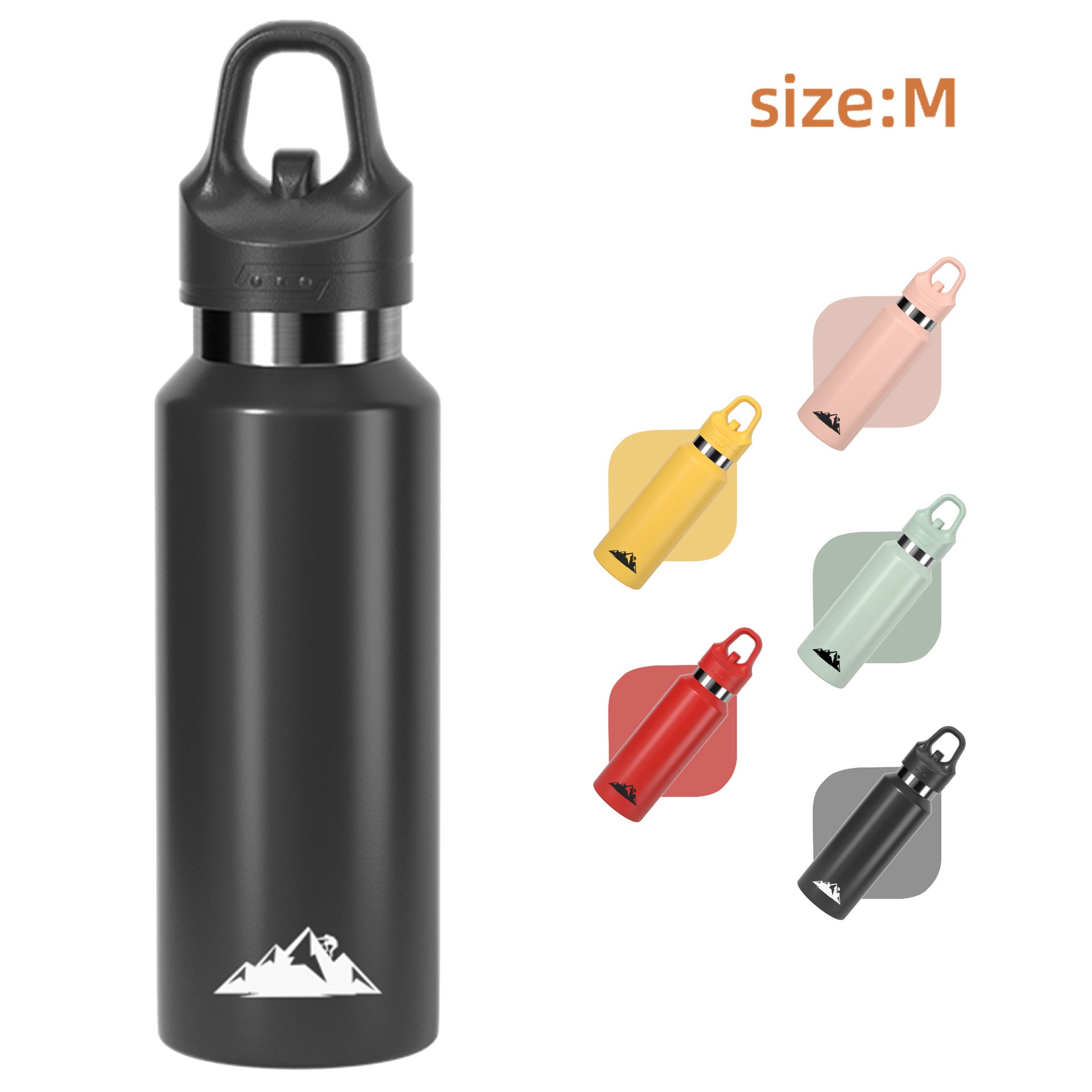 Black 480ml Insulated Stainless Steel Water Bottle - Leakproof One-Click Lid Thermal Flask for Hot & Cold Drinks-0