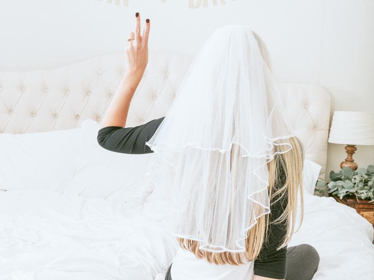 Hand Tie-Dyed Fringe Trimmed Bachelorette Party Veil